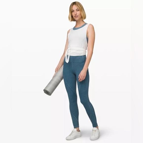 Lululemon Wunder Under High Rise Leggings Pants Tights Snow Washed Ribbed size 4 - Picture 4 of 12